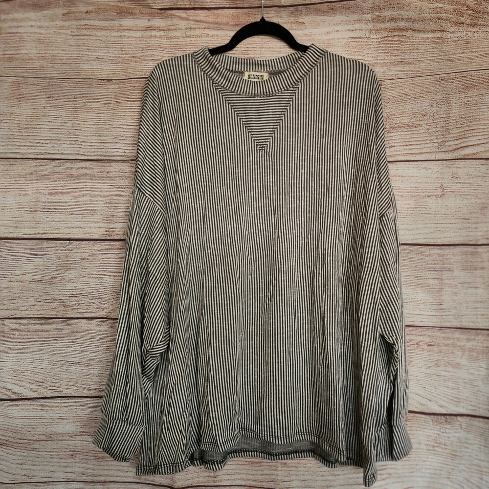 NWT Blumin Blue & White Railroad Stripe Top